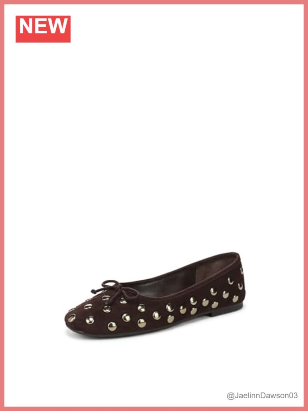 Stud Embellished Leather Ballet Flats Slip On Round Toe Flats